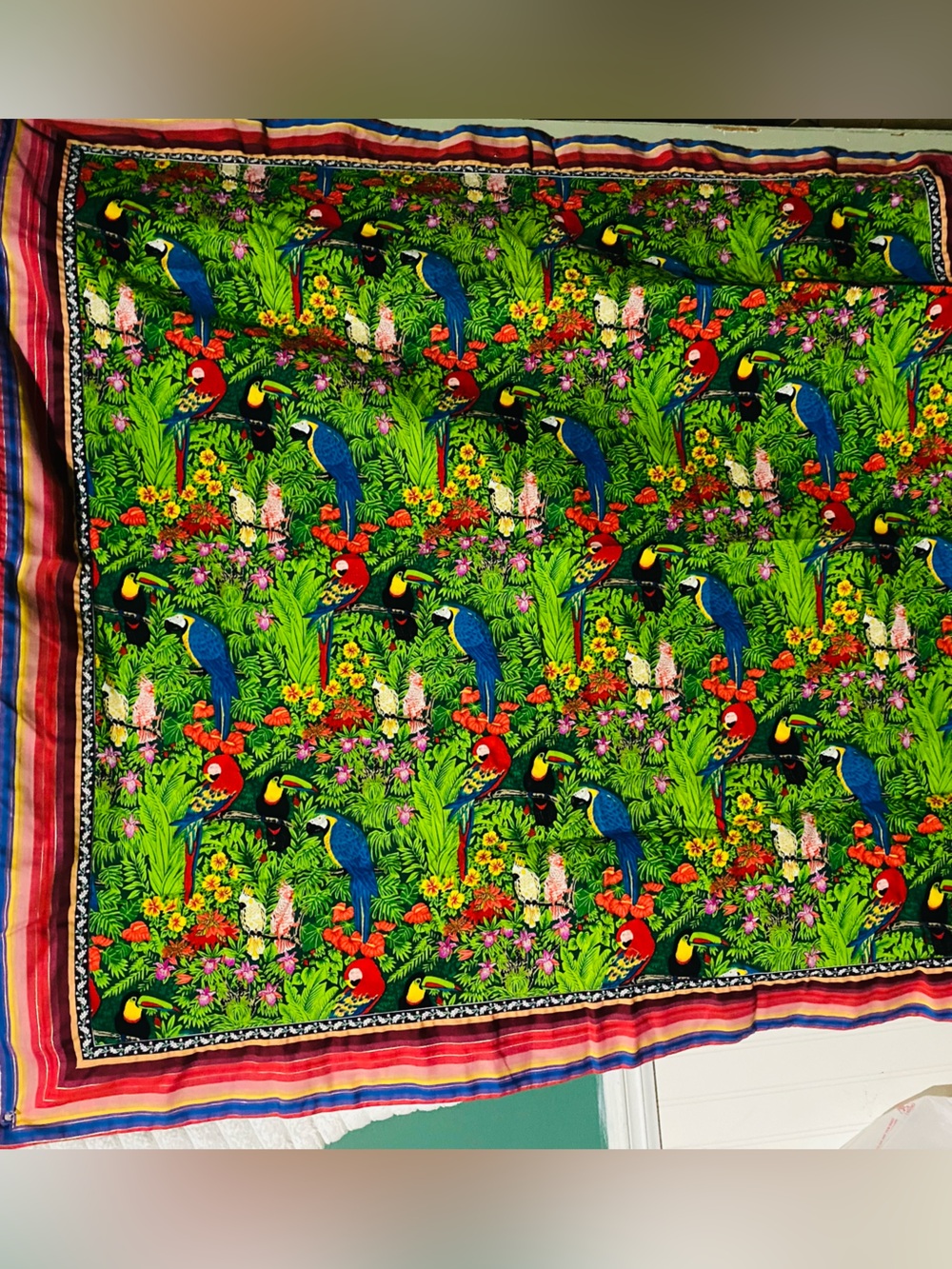 Tropical Parrot Print Scarf - Bright Multicolor